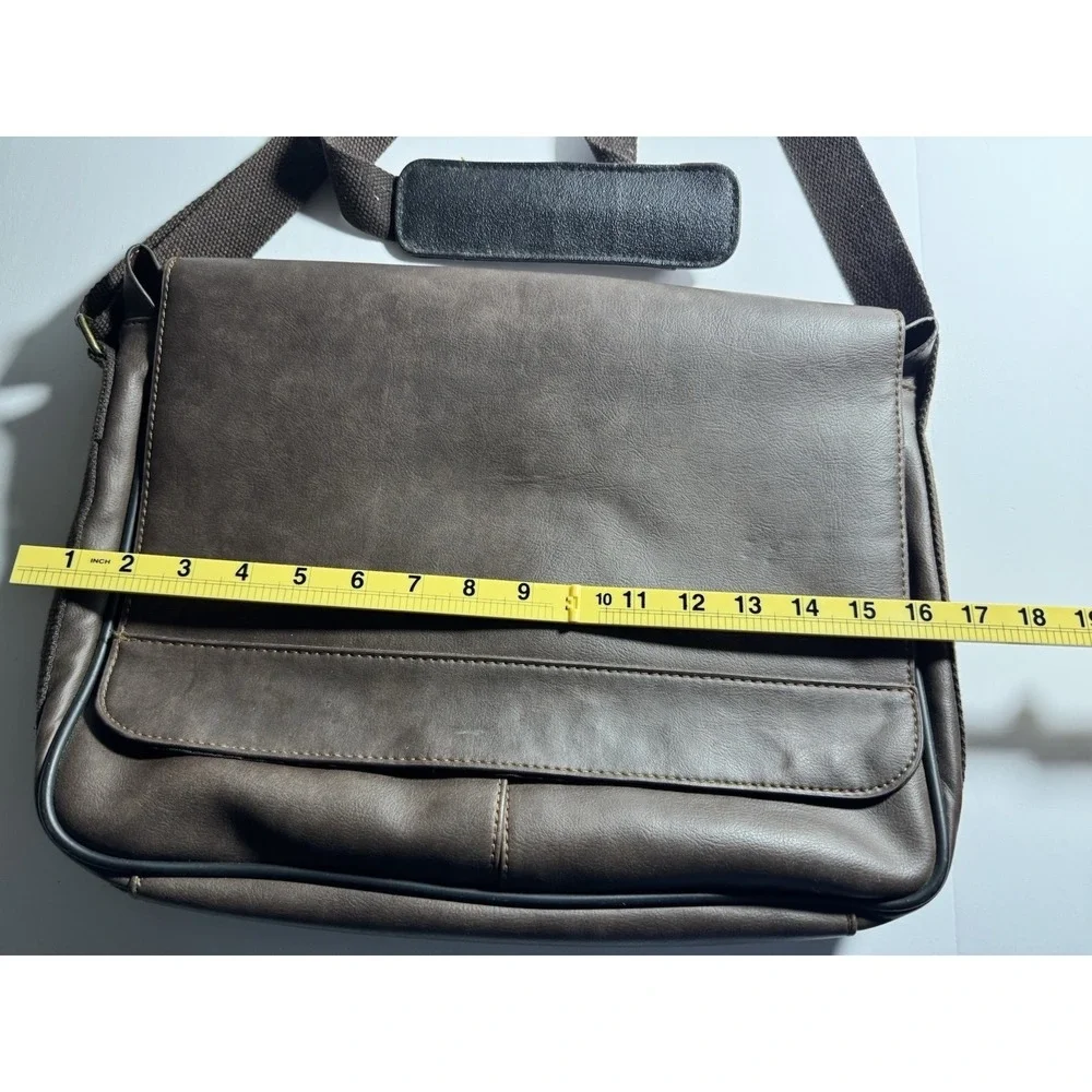 Debco Messenger Bag Mens Brown Faux Leather Laptop Crossbody Professional B1633‎